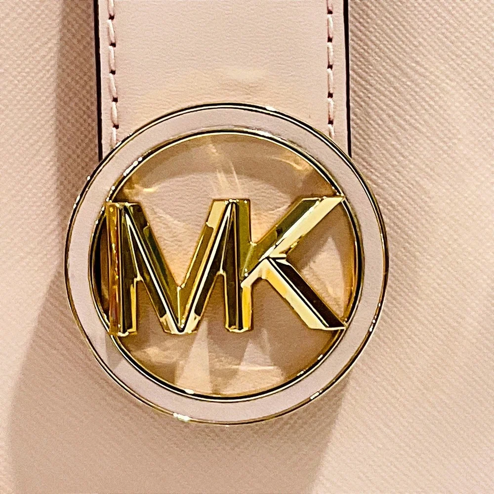 Michael Kors Carmen pouchette powder‎ blush pink small vegan shoulder bag purse